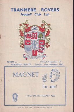 Tranmere Rovers v Stockport County Match Programme 1965-11-13